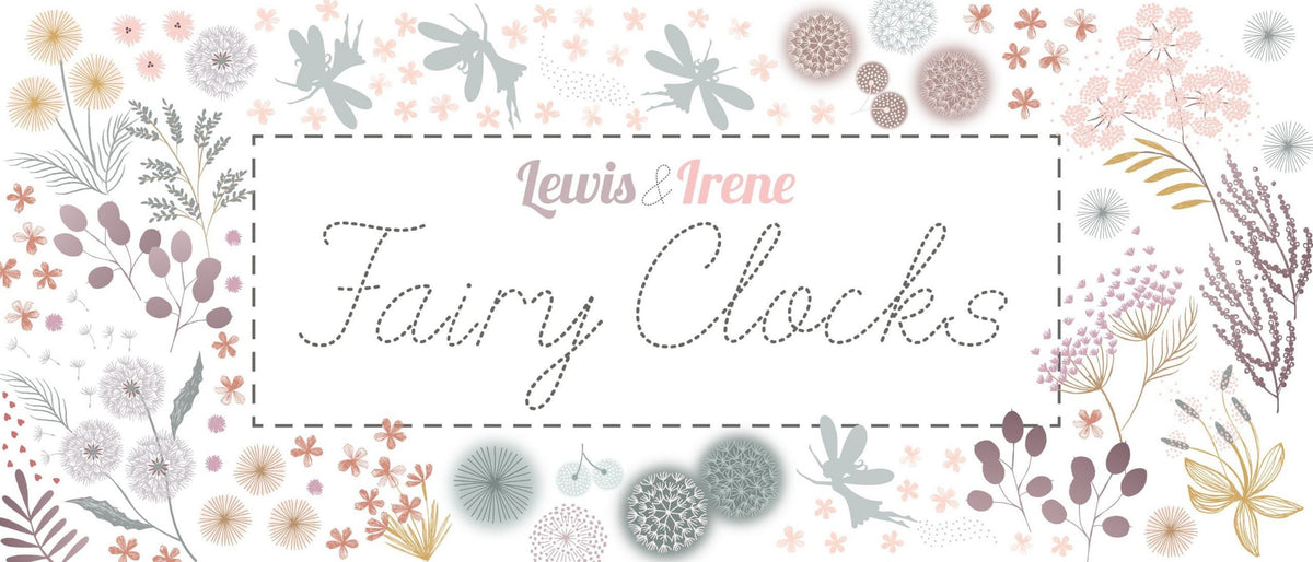 Lewis & Irene Fairy Clocks Fabric Collection Gold Metallic Floral Fairies on Deep Gold A507.3