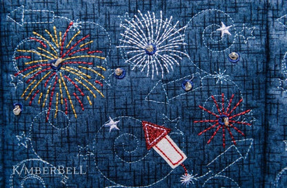 Kimberbell Main Street Celebrations Bench Pillow Collection (Opt. M.E.CD, Fabric/Backing, Embellishments, & Thread Set)