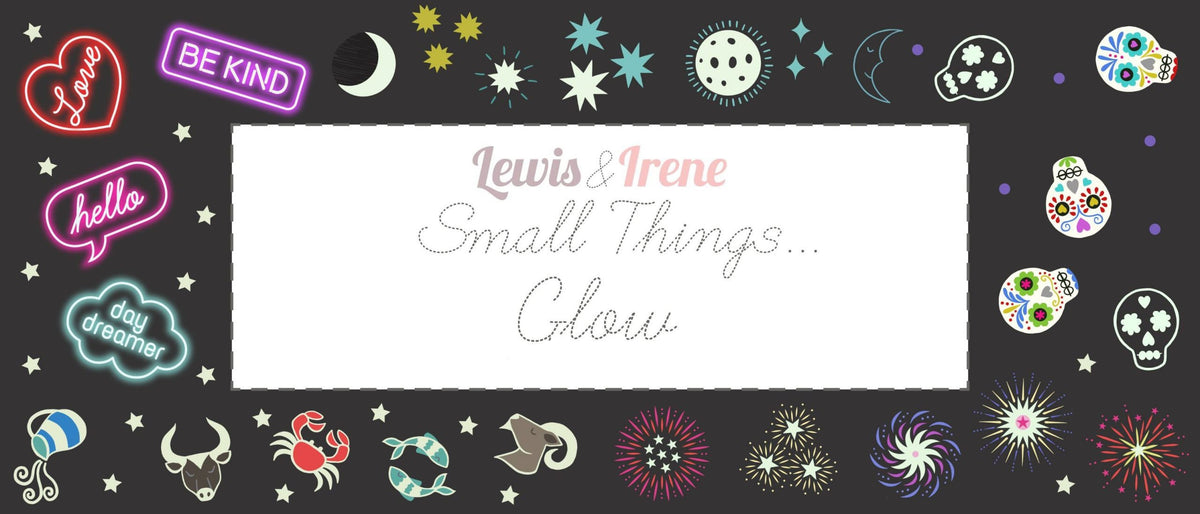 Glow-In-The-Dark Lewis & Irene Small Things Glow Fabric Collection Glowing Fireworks on Pink SM41.1
