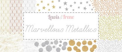 Lewis & Irene Marvelous Metallics Fabric Collection Metallic Silver Geometric on Cream MM4.1