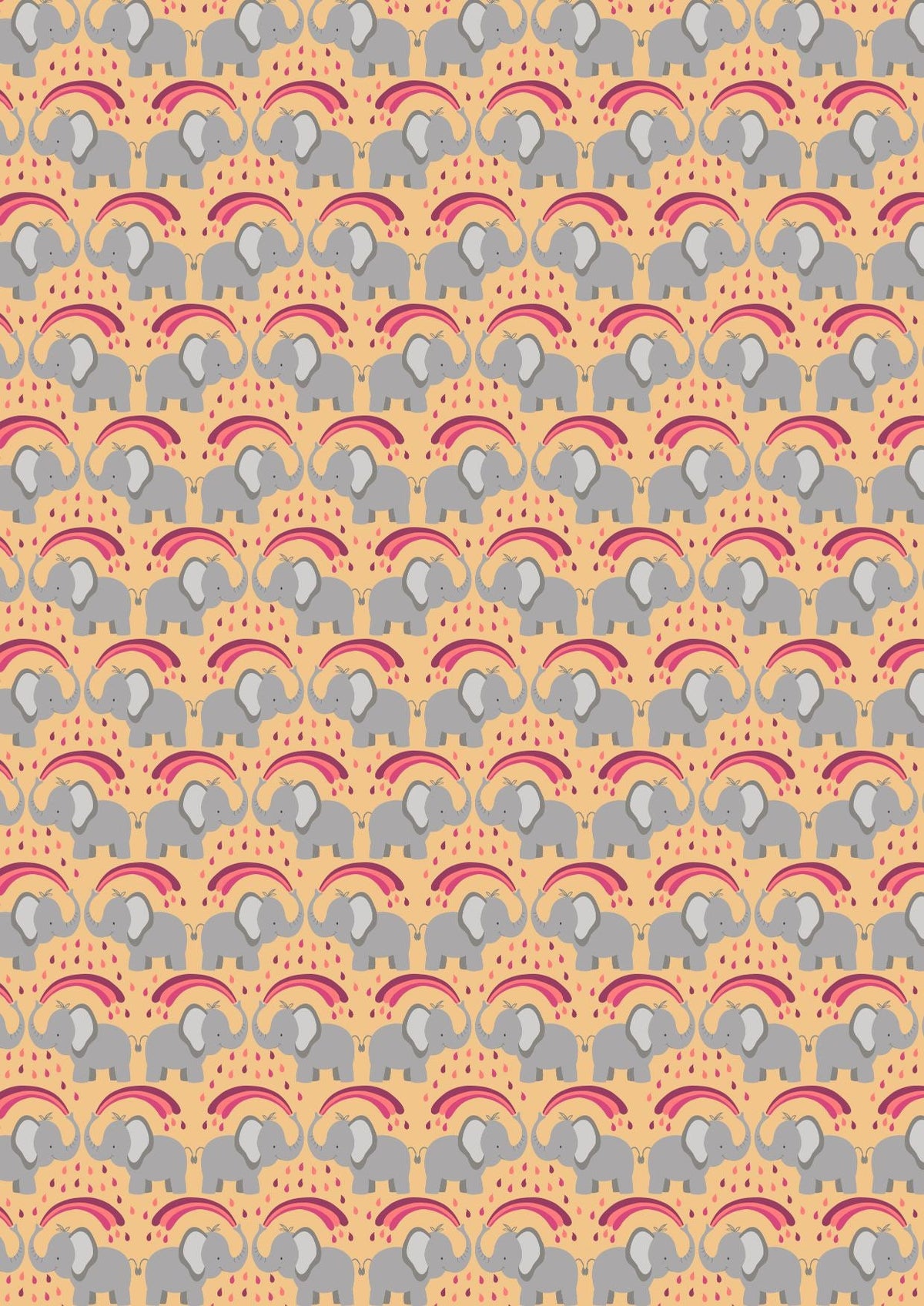 Lewis & Irene Rainbows Fabric Collection Elephants on Ochre Premium 100% Cotton Quilt Shop Quality Fabrics