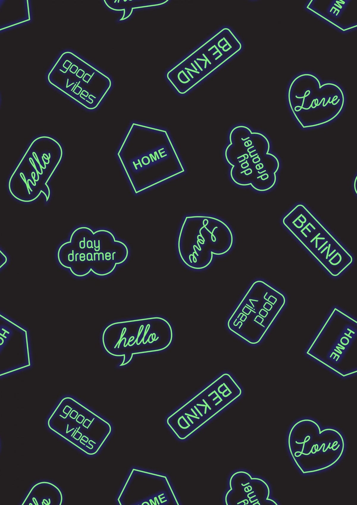 Glow-In-The-Dark Lewis & Irene Small Things Glow Fabric Collection Neon Signs on Purple Authentic Premium 100% Cotton Fabric