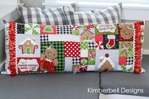 Kimberbell Ginger's Kitchen Bench Pillow Collection (Opt. Machine Embroidery, Fabric/Backing Kit, and Embellishment Kits)