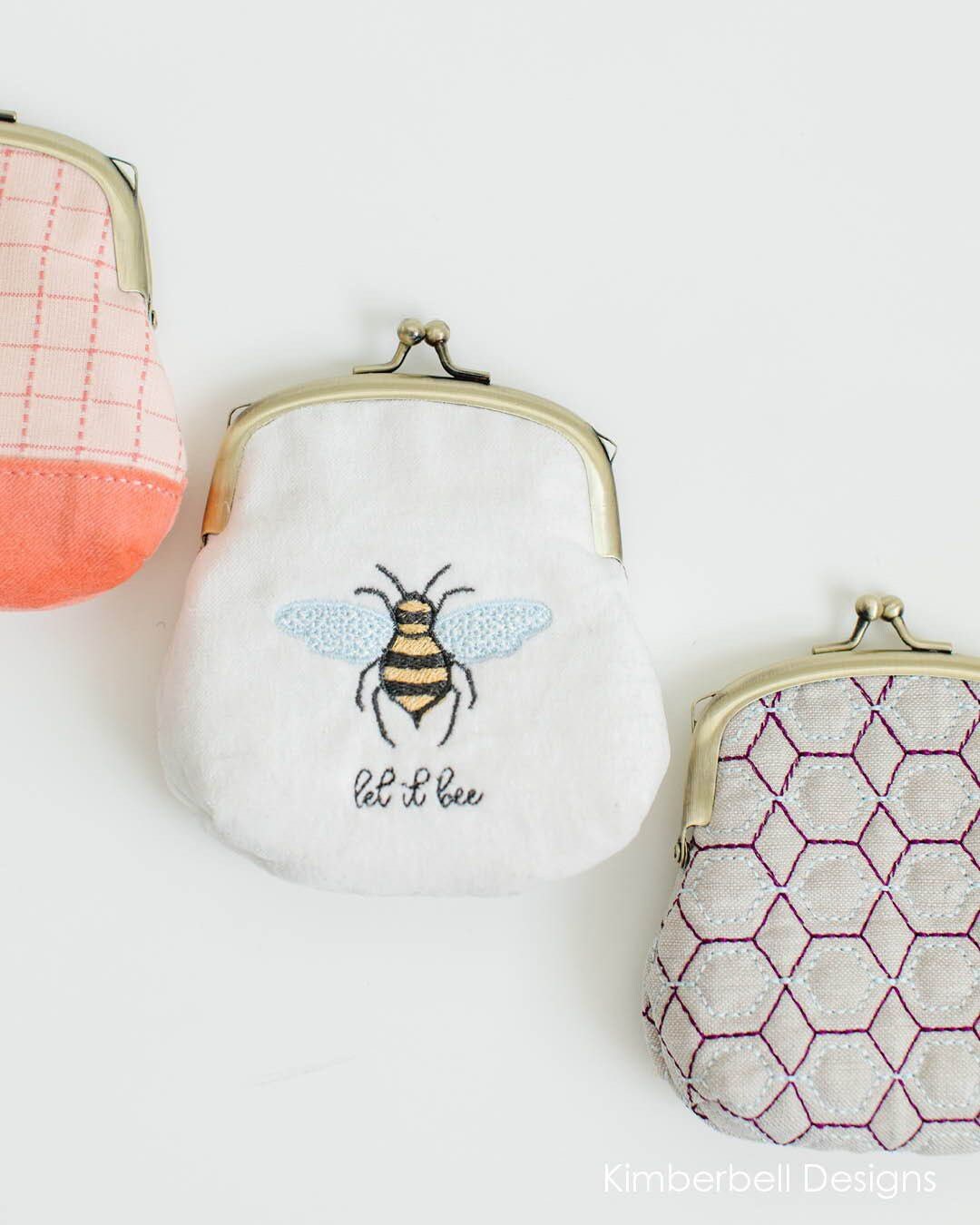Kimberbell Keepsake Clasp Purses Machine Embroidery CD (Optional Vintage Brass Frame Available)