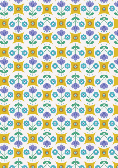 Lewis & Irene Flower Child Fabric Collection Fab Floral Circles on Yellow A438.1