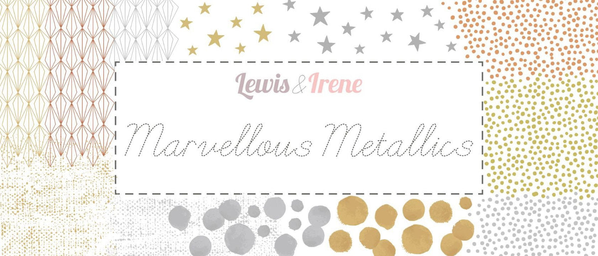 Lewis & Irene Marvelous Metallics Fabric Collection 15 Piece Fat Quarter Bundle