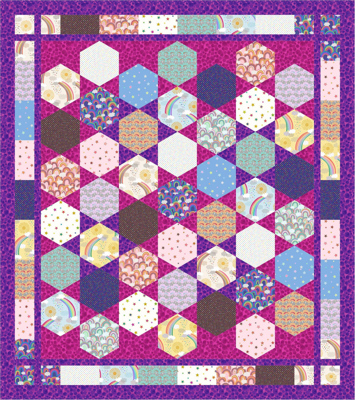 Lewis & Irene Rainbows Collection Quilt Kit #1 Featuring Lewis and Irene Rainbows Fabric Collection Finished Size: 54”x61.5”