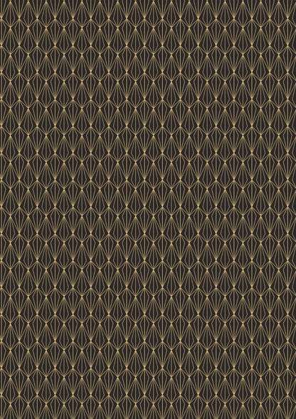 Lewis & Irene Marvelous Metallics Fabric Collection Metallic Gold Geometric on Black MM4.3