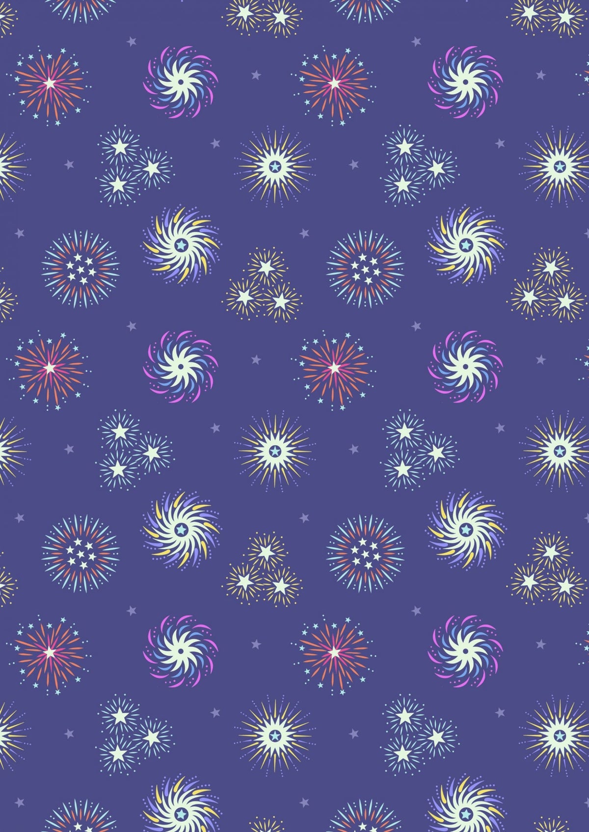 Lewis & Irene Small Things Glow Fabric Collection Glowing Fireworks on Blue Premium 100% Cotton Fabrics