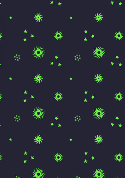 Glow-In-The-Dark Lewis & Irene Small Things Glow Fabric Collection Glowing Fireworks on Pink SM41.1