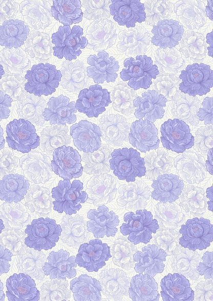 Lewis & Irene Love Blooms Fabric Collection Peony Blooms on Floral Blue Premium 100% Cotton Quilt Shop Quality Fabrics