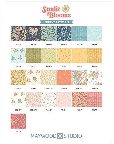 Maywood Studios Sunlit Blooms Fabric Collection Basket Weave on Blue MAS9847-B