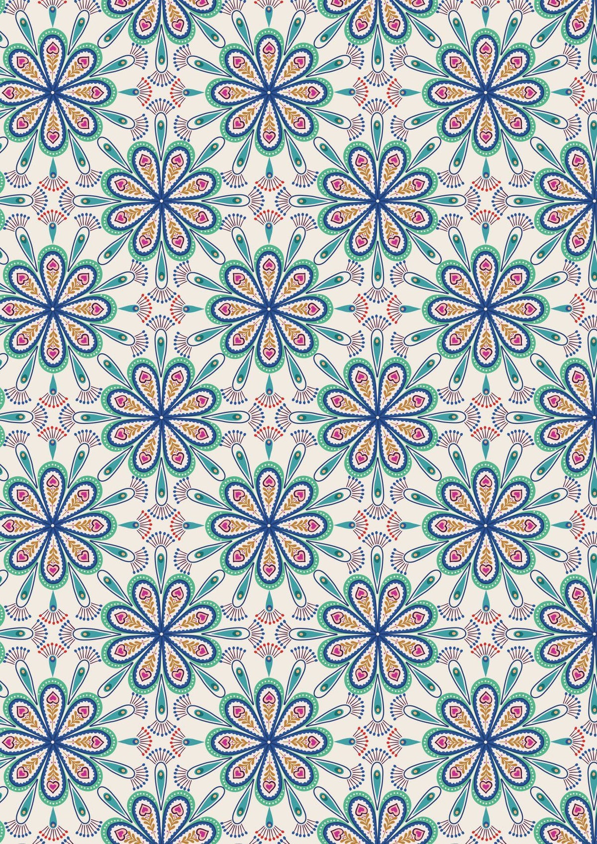 Lewis & Irene Soraya Fabric Collection Heart Floral on Cream Premium 100% Cotton Quilt Shop Quality Fabrics