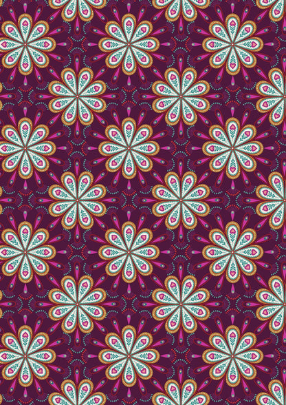 END OF BOLT 22" Lewis & Irene Soraya Fabric Collection Heart Floral on Dark Pink Authentic Premium 100% Cotton Quilt Shop Quality Fabrics