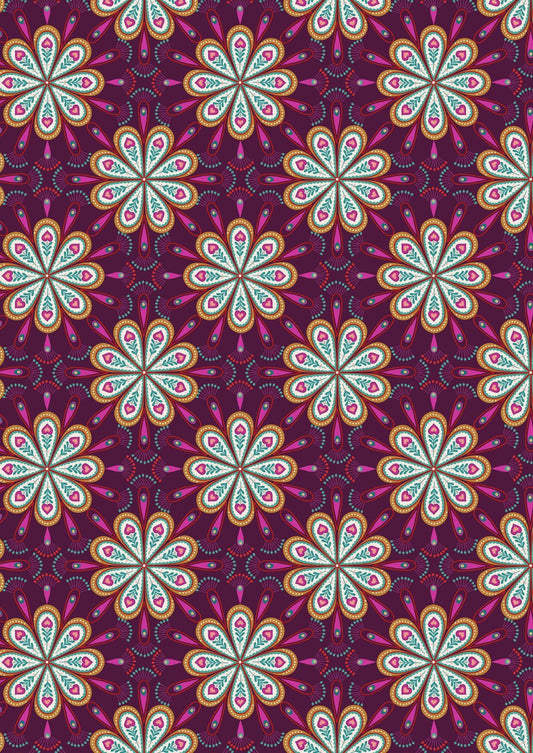END OF BOLT 22" Lewis & Irene Soraya Fabric Collection Heart Floral on Dark Pink Authentic Premium 100% Cotton Quilt Shop Quality Fabrics