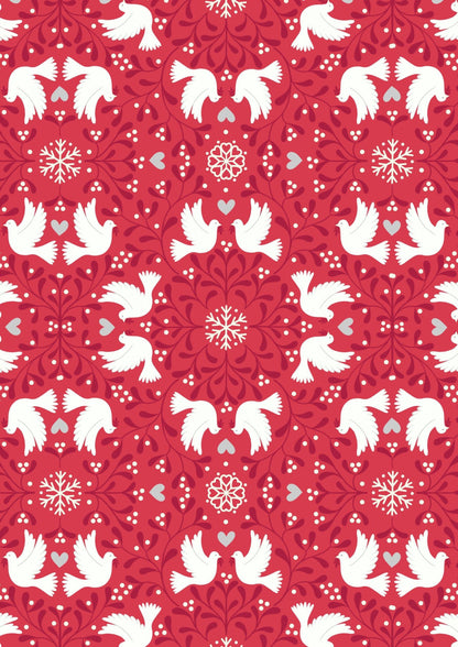 Lewis & Irene Hygge Glow Fabric Collection Glowing Scandi Dove on Red C74.3