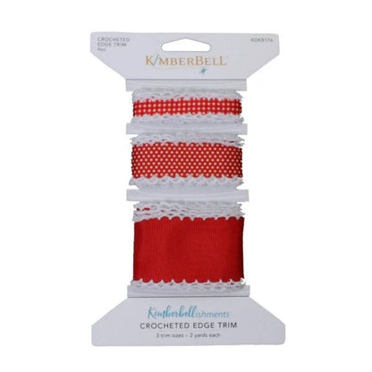 Kimberbell Kimberbellishments Crocheted Edge Grosgrain Ribbon Trim - Red