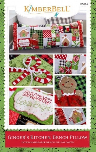 Kimberbell Ginger's Kitchen Bench Pillow Collection (Opt. Machine Embroidery, Fabric/Backing Kit, and Embellishment Kits)