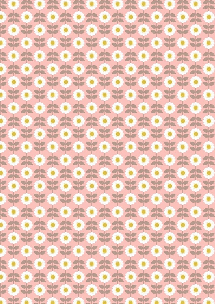 Lewis & Irene Love Me Love Me Not Fabric Collection Retro Daisies on Pink A274.3