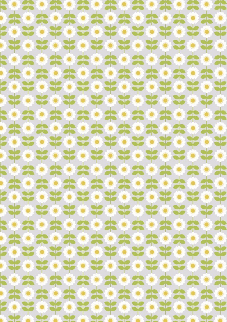Lewis & Irene Love Me Love Me Not Fabric Collection Retro Daisies on Palest Grey A274.1