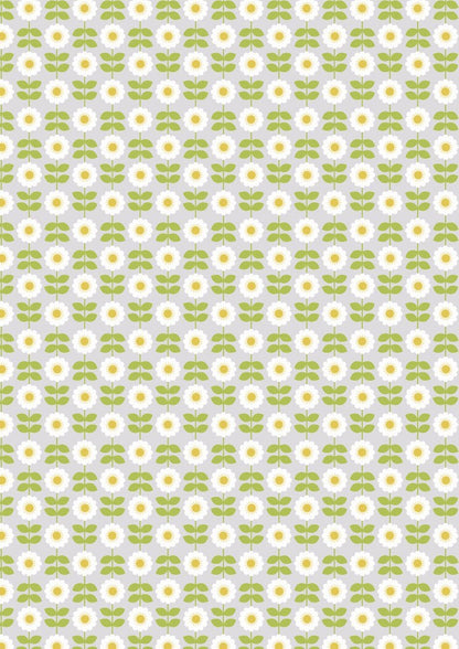 Lewis & Irene Love Me Love Me Not Fabric Collection Retro Daisies on Palest Grey A274.1