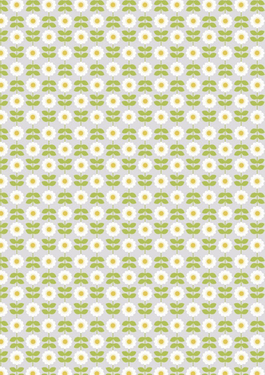 Lewis & Irene Love Me Love Me Not Fabric Collection Retro Daisies on Palest Grey A274.1
