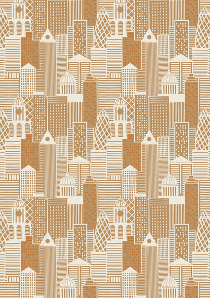 Lewis & Irene City Nights Fabric Collection City Buildings on Copper A291.2