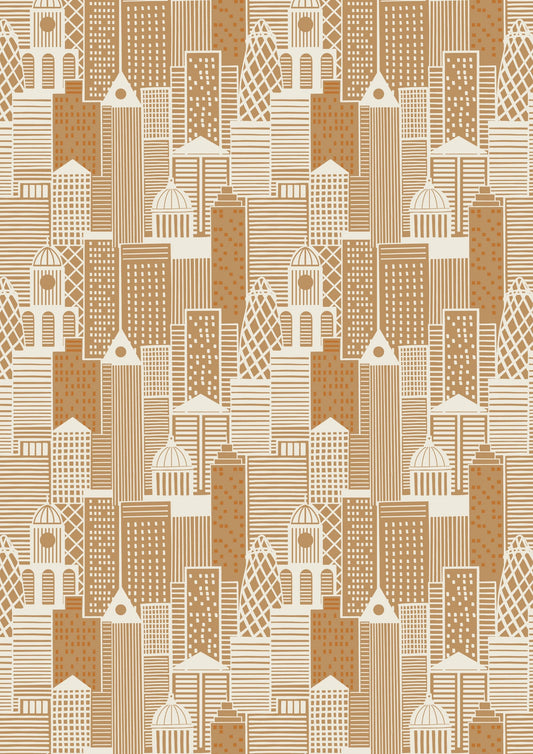 Lewis & Irene City Nights Fabric Collection City Buildings on Copper A291.2