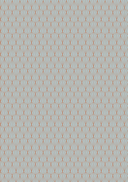 Lewis & Irene City Nights Fabric Collection Metallic Copper Architectural Blender on Duck Egg Blue A294.2