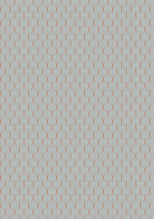Lewis & Irene City Nights Fabric Collection Metallic Copper Architectural Blender on Duck Egg Blue A294.2