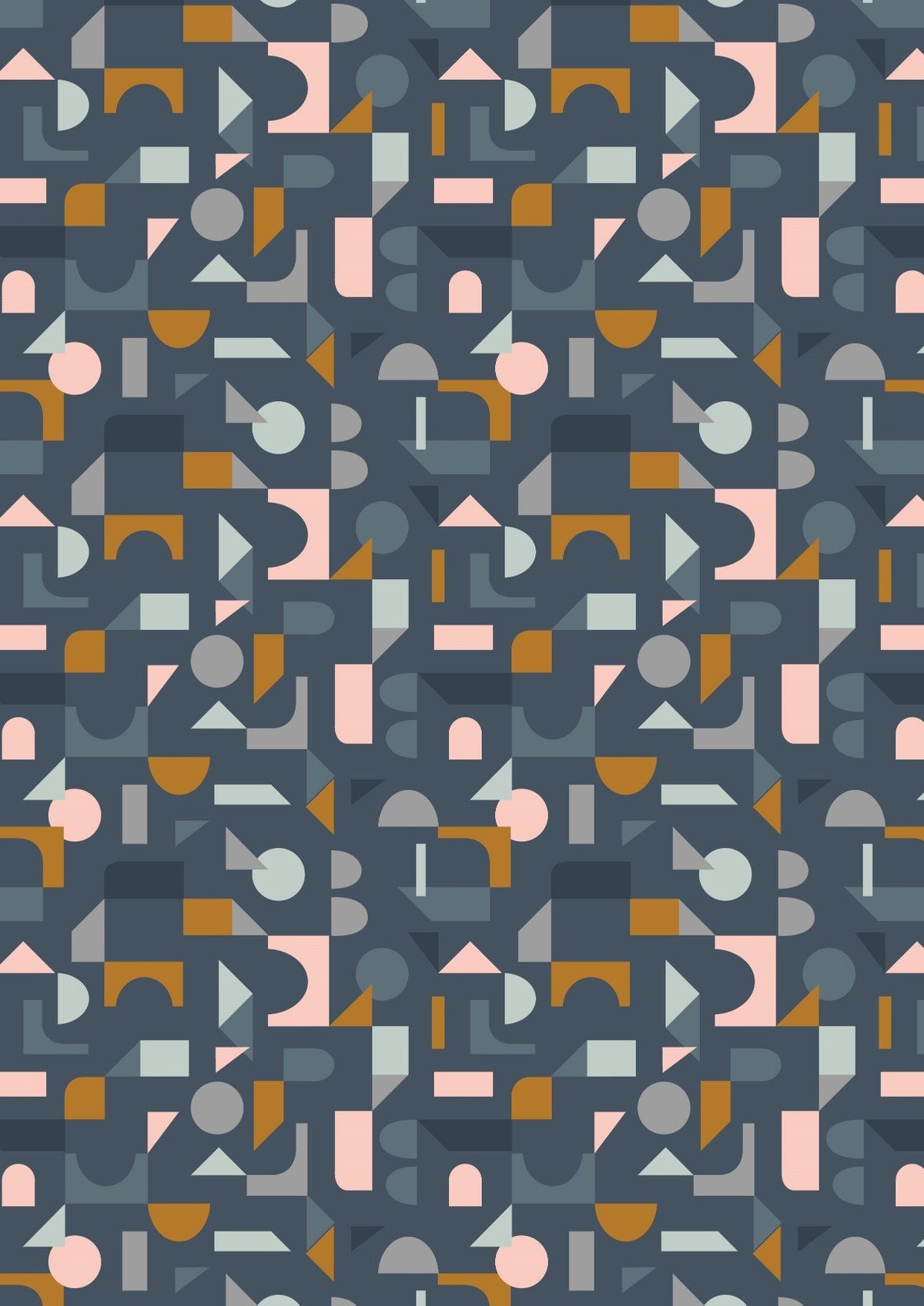 Lewis & Irene Forme Fabric Collection Scattered Geometric on Navy A412.3