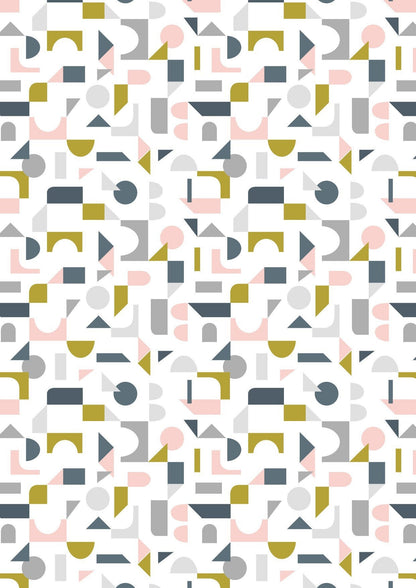 Lewis & Irene Forme Fabric Collection Scattered Geometric on Cream A412.1