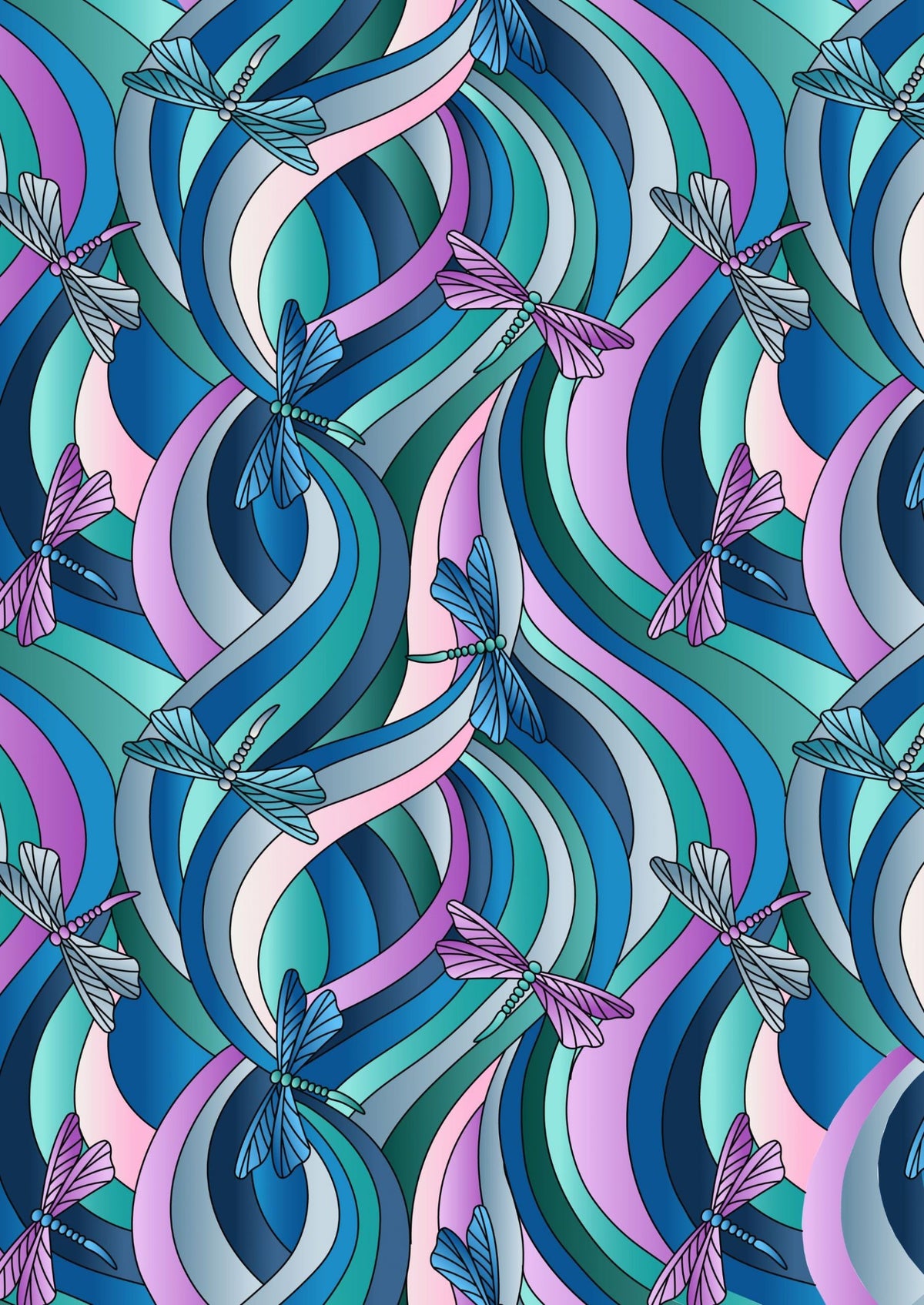 END OF BOLT 1YD20" Lewis & Irene Reflections Fabric Collection Dragonflies on Greens and Blues Premium 100% Cotton Quilt Shop Quality Fabric