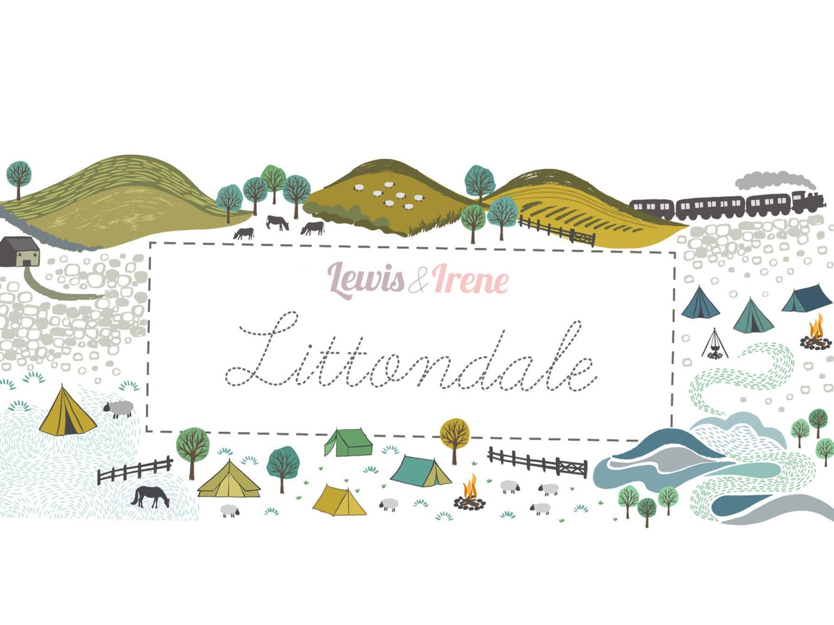 Lewis & Irene Littondale Fabric Collection Camping on Earthy Green A539.3