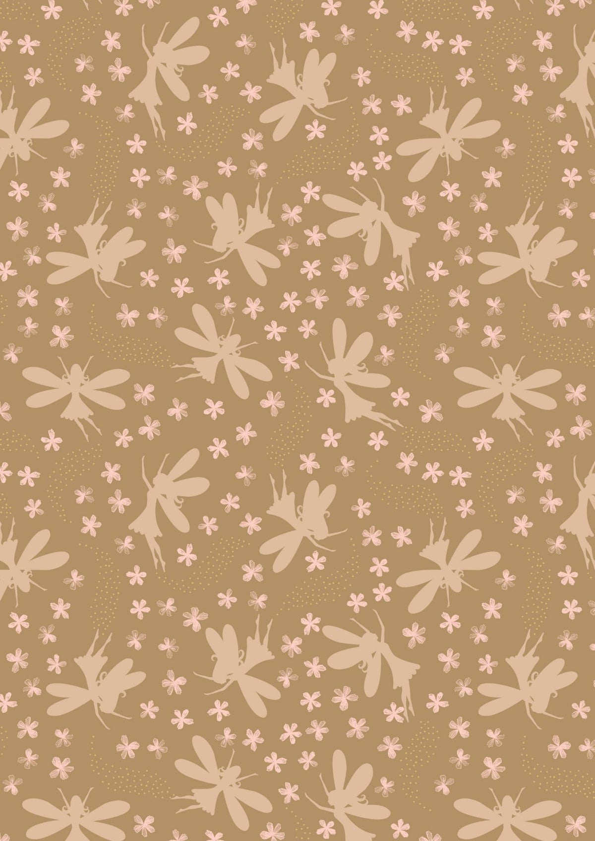 Lewis & Irene Fairy Clocks Fabric Collection Gold Metallic Floral Fairies on Deep Gold A507.3