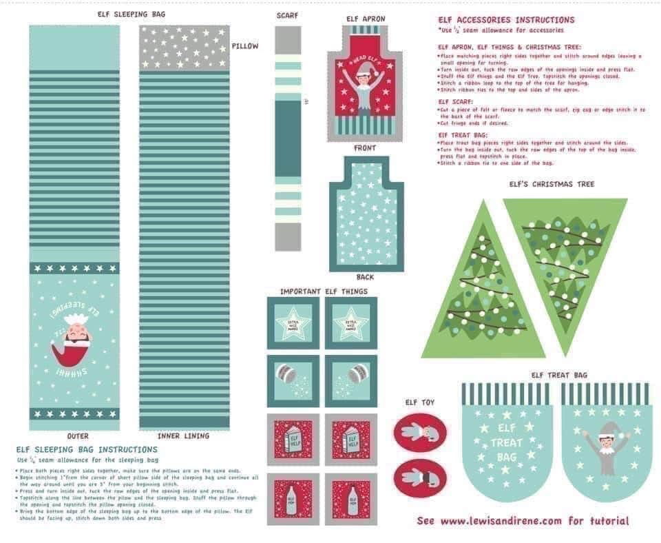 Lewis & Irene Christmas Glow Fabric Collection Elf on the Shelf Accessory 36" Panel on Blue
