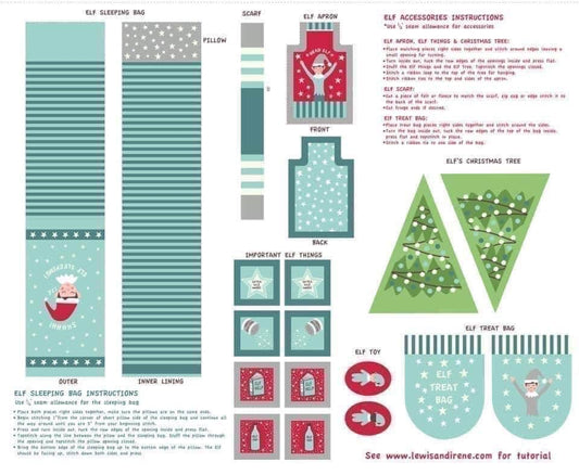 Lewis & Irene Christmas Glow Fabric Collection Elf on the Shelf Accessory 36" Panel on Blue