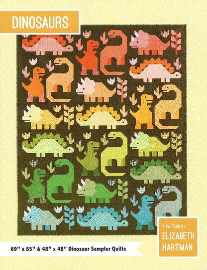 Elizabeth Hartman Dinosaur Quilt Pattern - 2 Size Variations Per Pattern