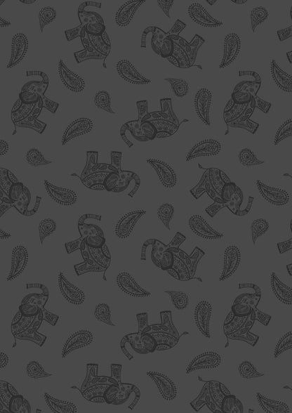 Lewis & Irene Soraya Fabric Collection Elephants on Black Authentic Premium 100% Cotton Quilt Shop Quality Fabrics