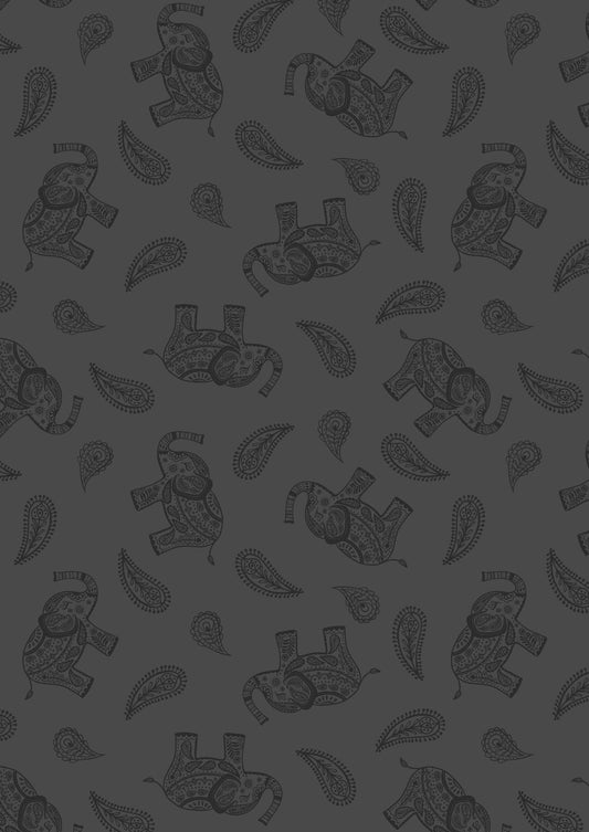 Lewis & Irene Soraya Fabric Collection Elephants on Black Authentic Premium 100% Cotton Quilt Shop Quality Fabrics