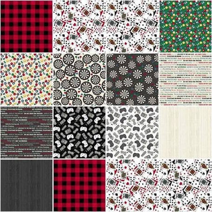 END OF BOLT 15" Windham Fabrics “Man Cave” Fabric Collection Man Cave Rules on Dark Gray