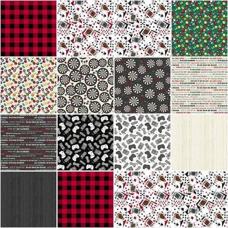 END OF BOLT 15" Windham Fabrics “Man Cave” Fabric Collection Man Cave Rules on Dark Gray
