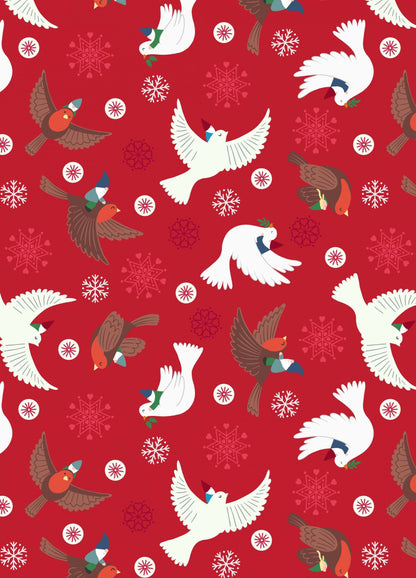 LAST BOLT! Glow-In-The-Dark Lewis & Irene Hygge Glow Fabric Collection Glowing Flying Tomte on Red Authentic Premium 100% Cotton Fabrics