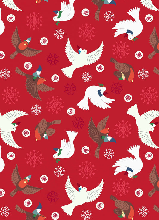 LAST BOLT! Glow-In-The-Dark Lewis & Irene Hygge Glow Fabric Collection Glowing Flying Tomte on Red Authentic Premium 100% Cotton Fabrics
