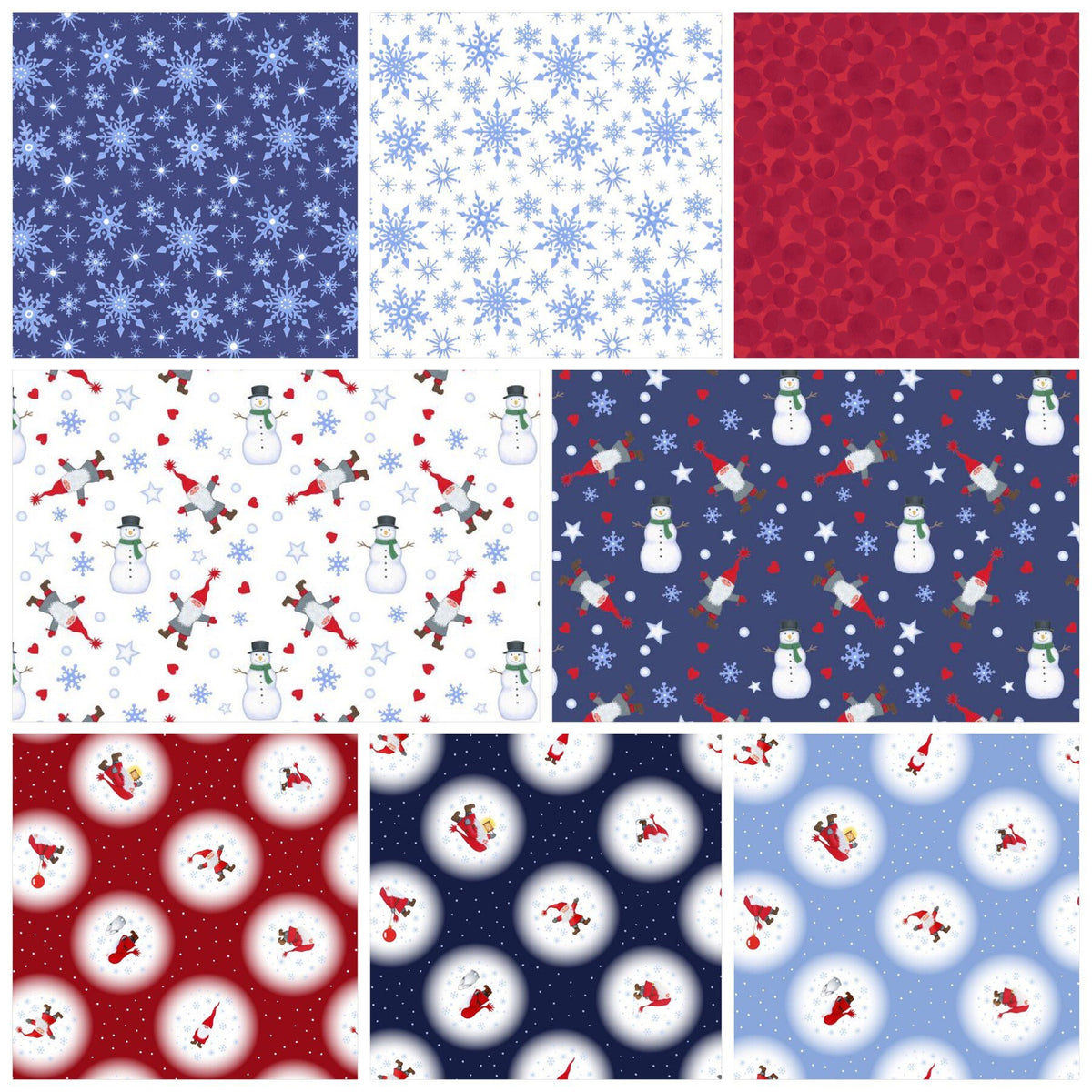 LAST BOLT!! Lewis & Irene Keep Believing Fabric Collection Tomte and Snowman on Dark Blue Authentic Premium 100% Cotton Fabrics