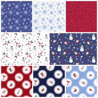 LAST BOLT!! Lewis & Irene Keep Believing Fabric Collection Tomte and Snowman on Dark Blue Authentic Premium 100% Cotton Fabrics