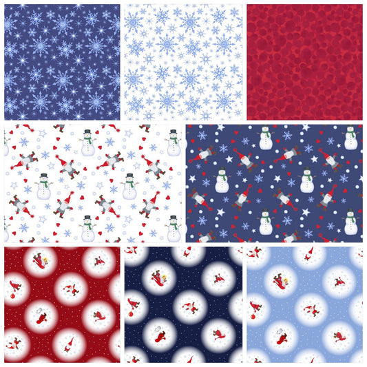 LAST BOLT!! Lewis & Irene Keep Believing Fabric Collection Tomte and Snowman on Dark Blue Authentic Premium 100% Cotton Fabrics