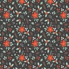 LAST BOLT!! Camelot Reindeer Lodge Fabric Collection Winter Florals on Charcoal Premium 100% Cotton Quilt Shop Quality Fabrics