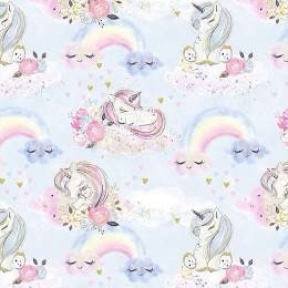LAST BOLT!! 3Wishes Unicorn Utopia Fabric Collection Unicorns on Light Blue Premium 100% Cotton Quilt Shop Quality Fabrics