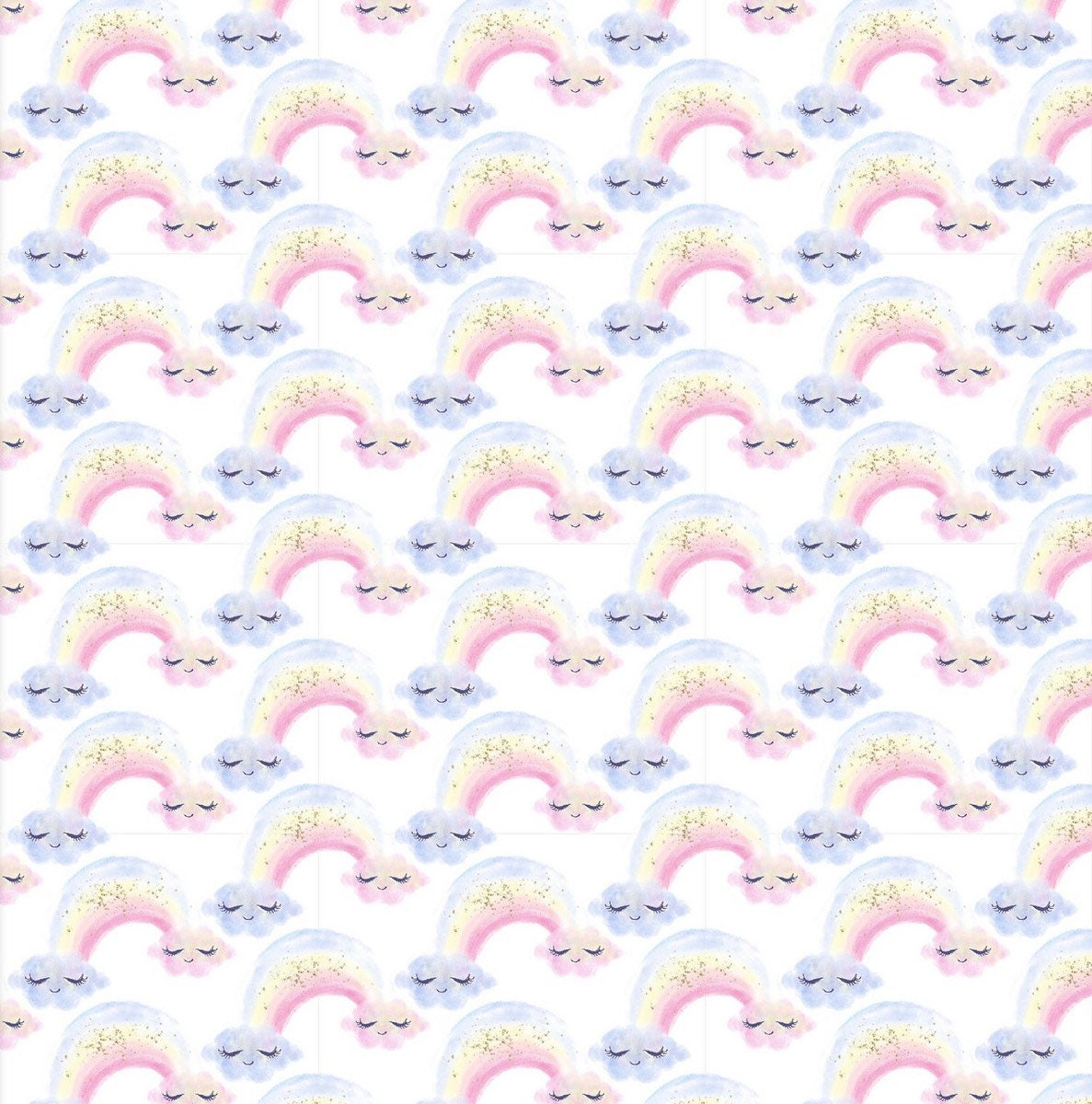 3Wishes Unicorn Utopia Fabric Collection Rainbows on Cream